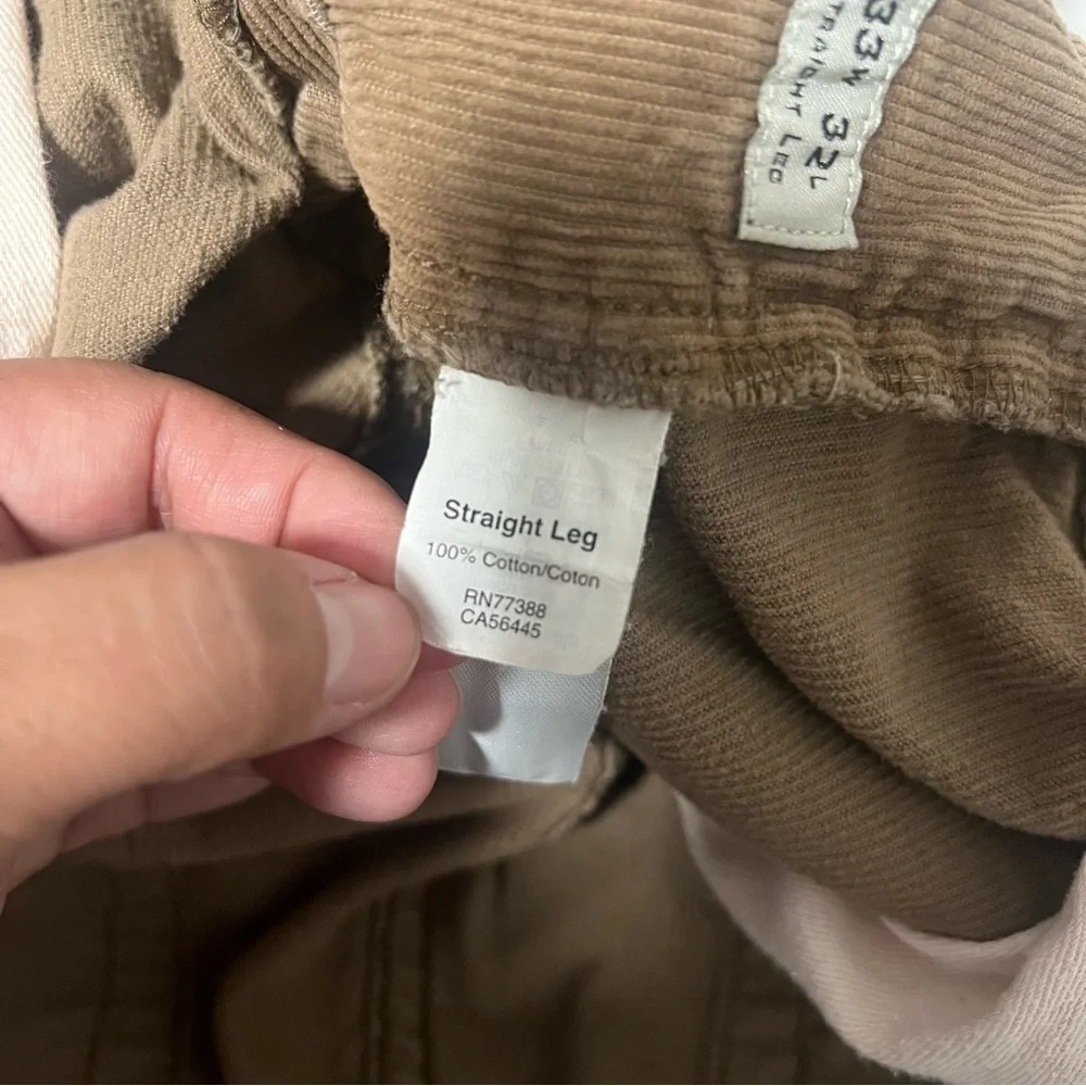 J. Crew Men’s Tan Corduroy Pants Size W33 X L32 Straight Leg 100% Cotton Chino